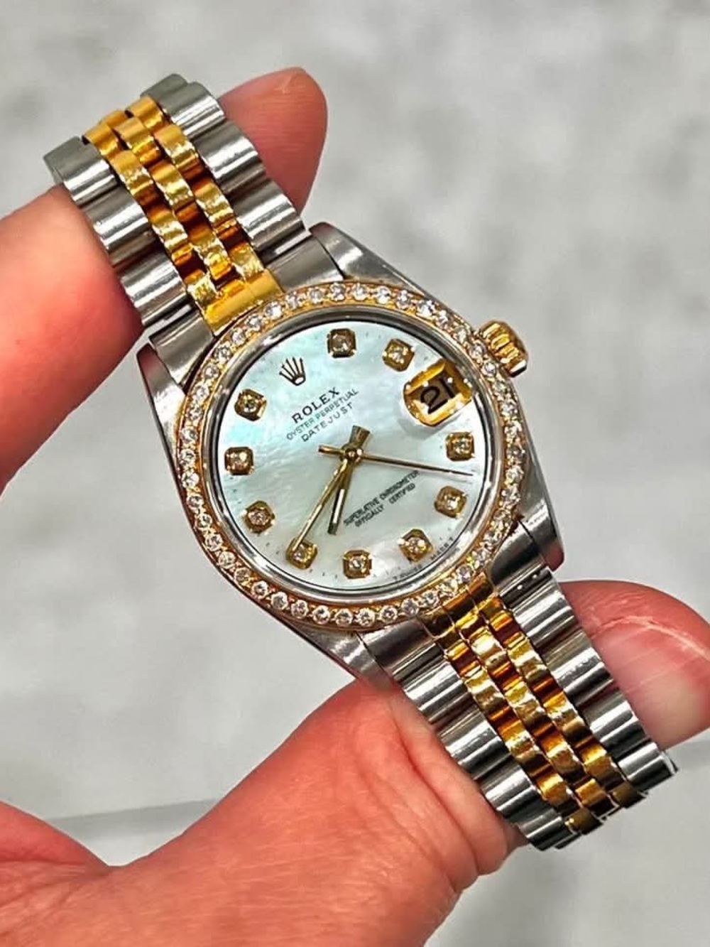 Rolex Datejust Women’s Two-Tone Diamond Mother-of-Pearl Watch - Gold & Silver